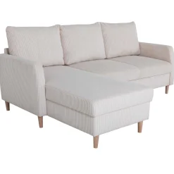 Chip Ecksofa links - 192x137x82cm - beige gerippter Samt