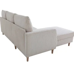 Chip Ecksofa links - 192x137x82cm - beige gerippter Samt