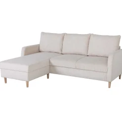 Chip Ecksofa links - 192x137x82cm - beige gerippter Samt