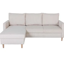 Chip Ecksofa links - 192x137x82cm - beige gerippter Samt