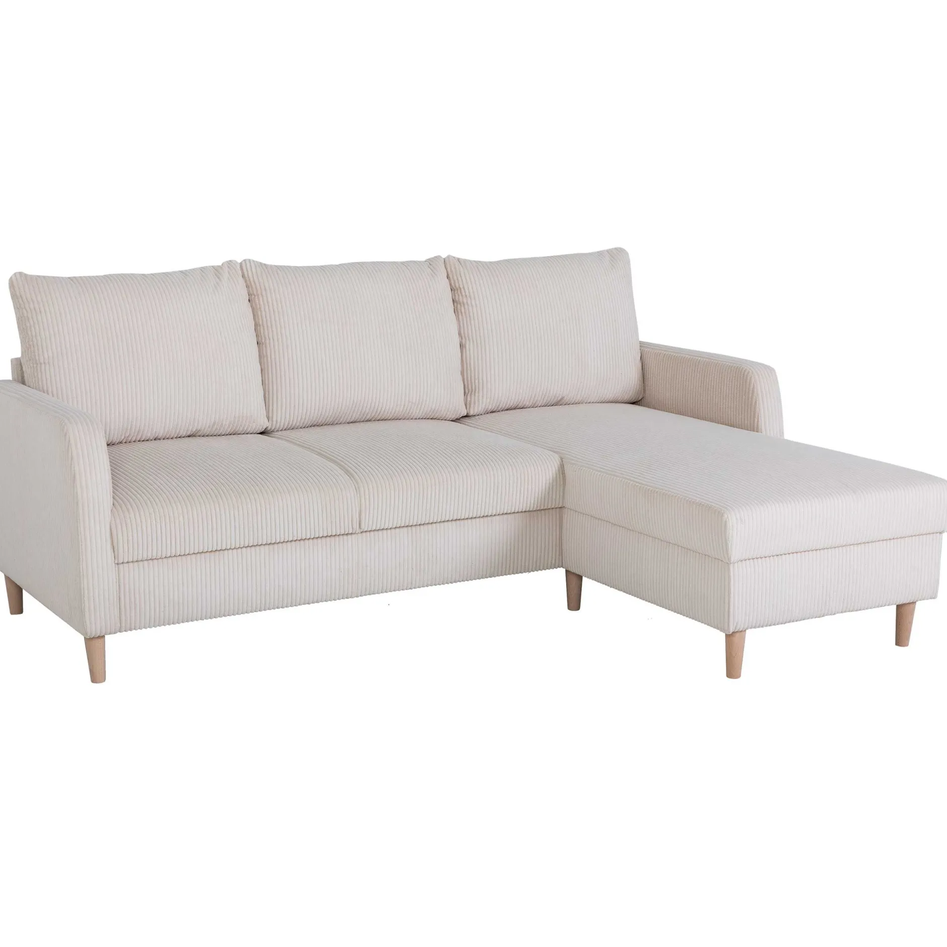 Chip Ecksofa rechts - 192x137x82cm - beige gerippter Samt