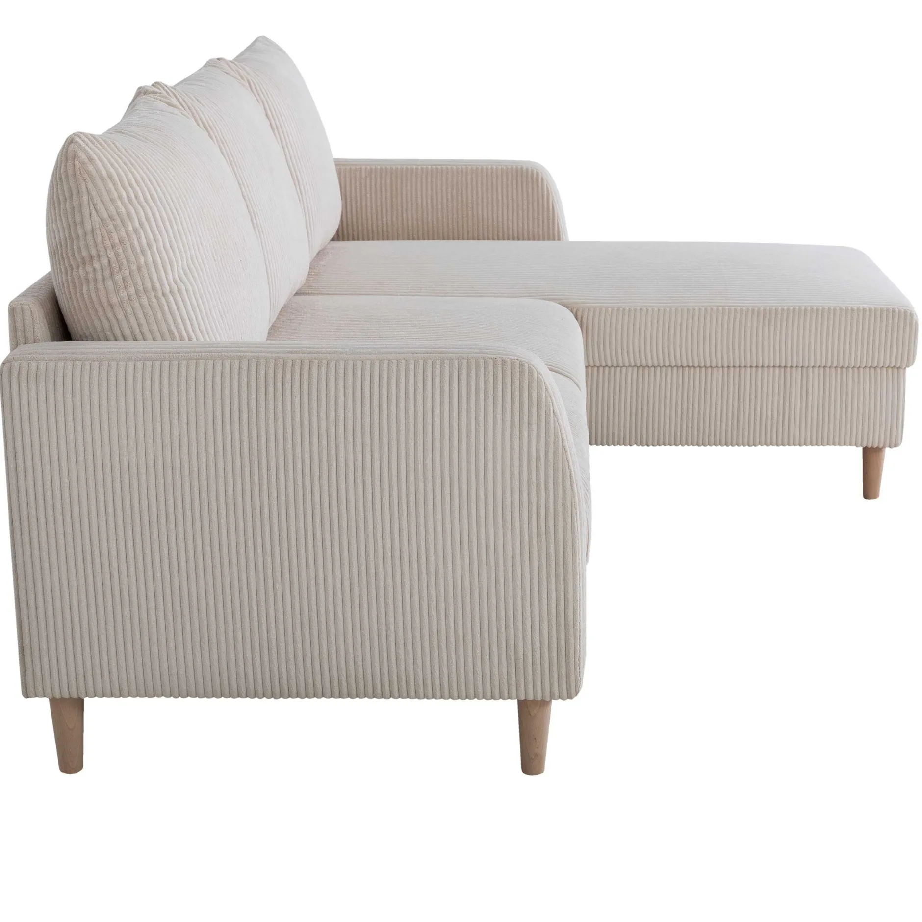 Chip Ecksofa rechts - 192x137x82cm - beige gerippter Samt