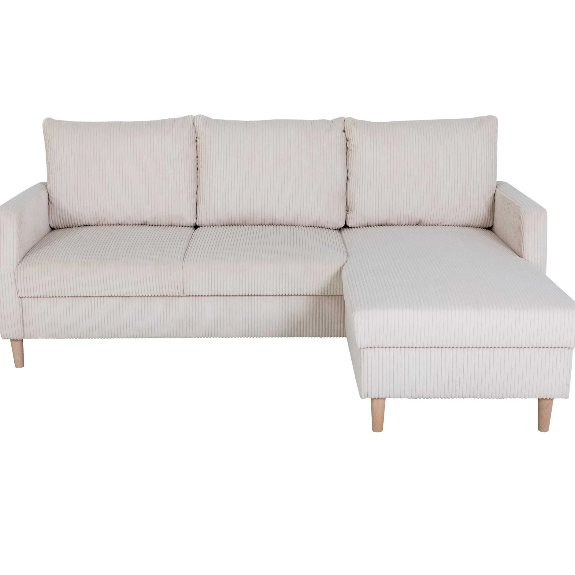 Chip Ecksofa rechts - 192x137x82cm - beige gerippter Samt