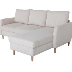 Chip Ecksofa rechts - 192x137x82cm - beige gerippter Samt