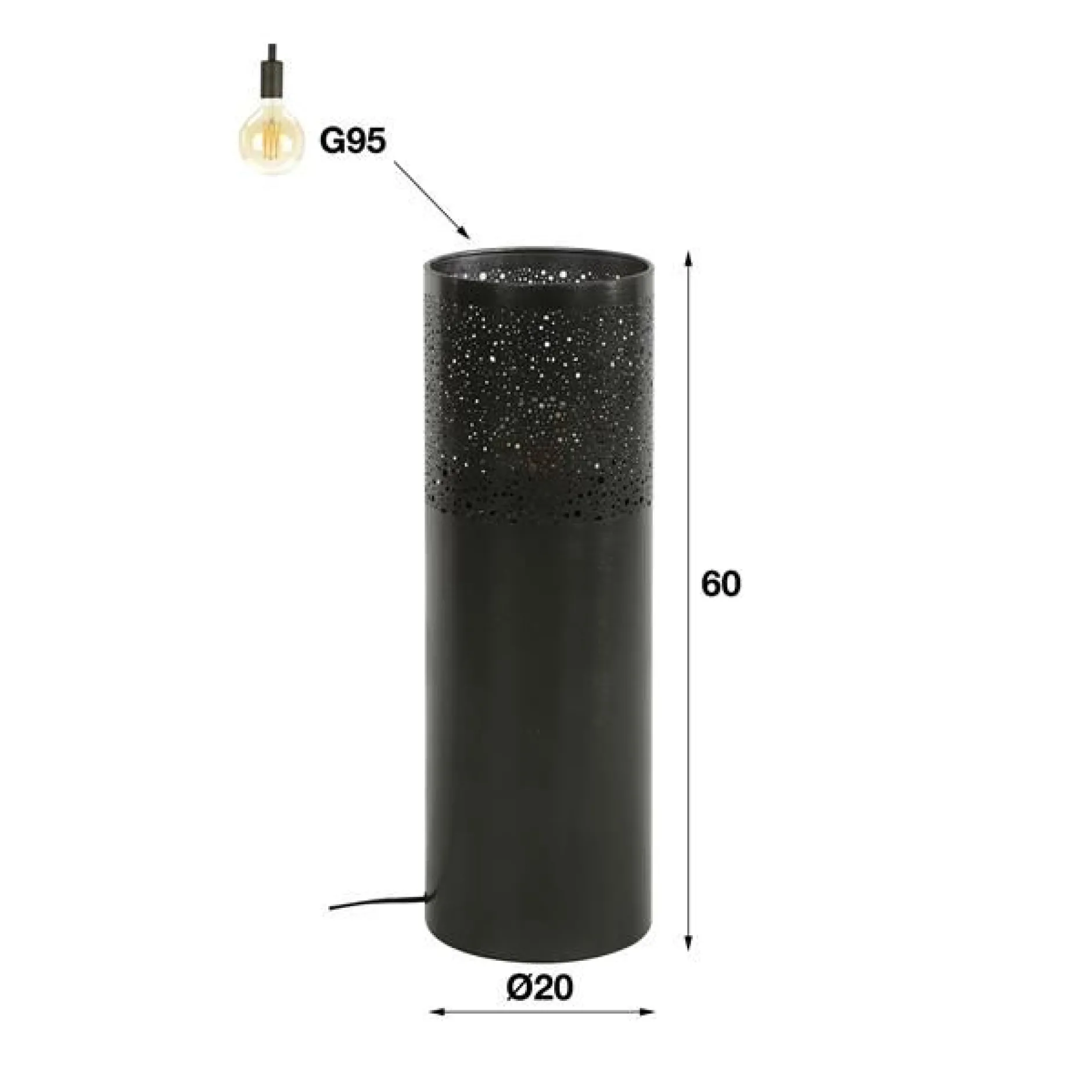 Cindra Stehleuchte 60 cm-schwarz nickel