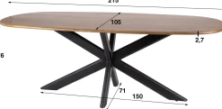 Cliff Oval Tube Esstisch 215cm - Mango Sand