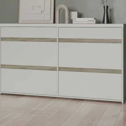 Clyde Kommode - mit 6 Schubladen - Dekor Weiß/Eiche