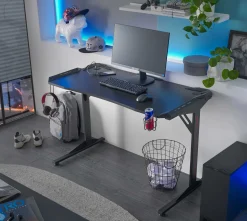 Computertisch Bernal - 119x60x76cm - mit LED-Beleuchtung - schwarz