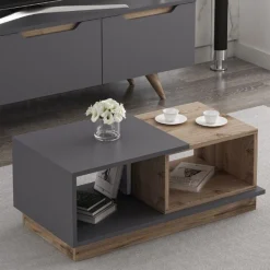 Consept Couchtisch | 100 % MELAMIN | Anthrazit, Eiche