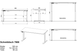 Cornel Elektrisch verstellbarer Schreibtisch - 160x80x72cm - hellgrau