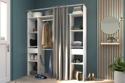 Corrida Offener Kleiderschrank - 176x48x203cm - mit Vorhang - weiß