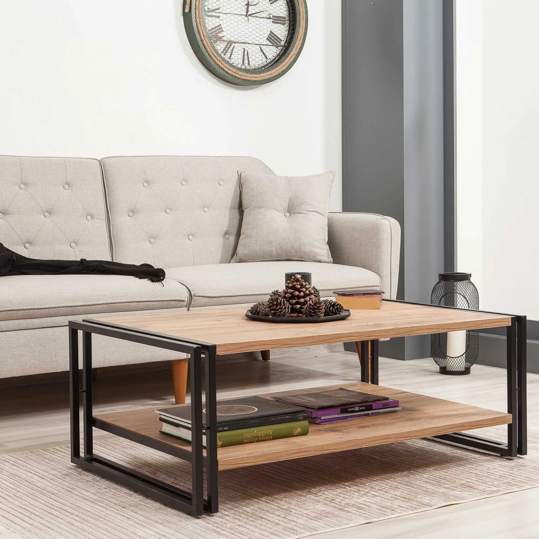 Cosmo Couchtisch | 100 % MELAMIN | Atlantische Kiefer, Schwarz