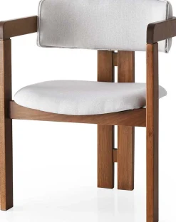 CO - 011 Stuhl | LEINENSTOFF / SCHICHTWERK | Creme Walnuss