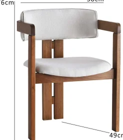 CO - 011 Stuhl | LEINENSTOFF / SCHICHTWERK | Creme Walnuss