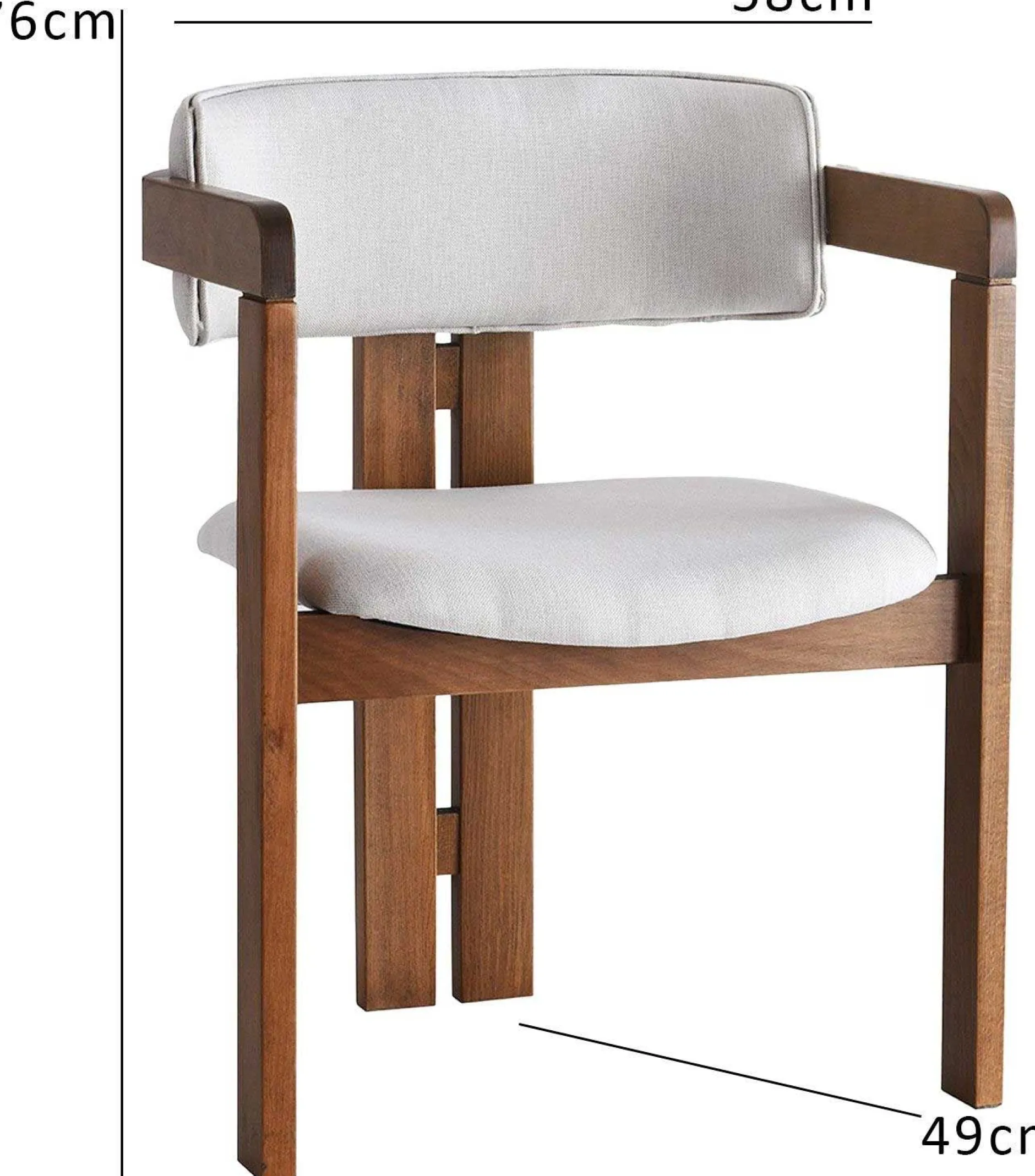 CO - 011 Stuhl | LEINENSTOFF / SCHICHTWERK | Creme Walnuss