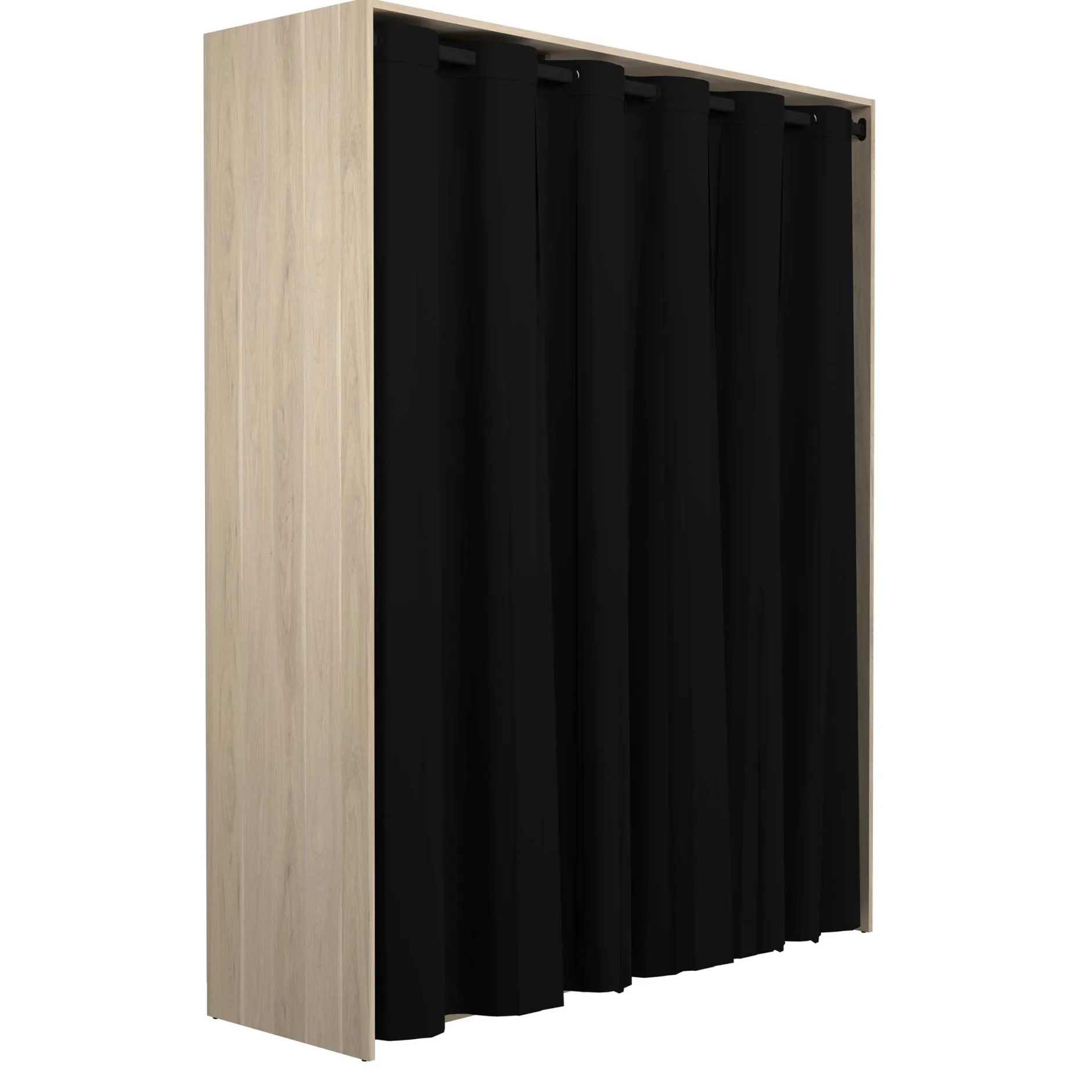 Cosy Offener Kleiderschrank - 161x50x200cm - mit Vorhang - Eiche/schwarz