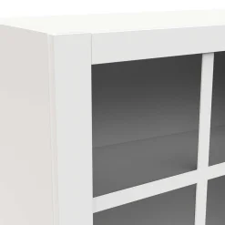 Cottage Hängeschrank - 120x37x55cm - 2 Türen aus Glas - weiß