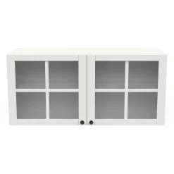 Cottage Hängeschrank - 120x37x55cm - 2 Türen aus Glas - weiß