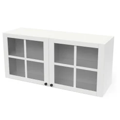 Cottage Hängeschrank - 120x37x55cm - 2 Türen aus Glas - weiß