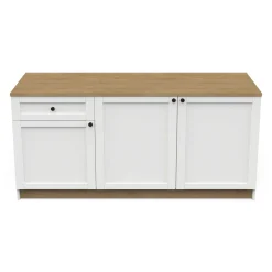 Cottage Küchenunterschrank - 3 Türen und 1 Schublade - Dekor Weiß/Eiche