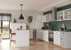Cottage Küchenunterschrank - 3 Türen und 1 Schublade - Dekor Weiß/Eiche