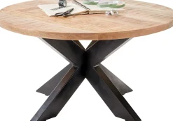 Couchtisch Ace - Ø80x45cm - Metall/Mangoholz