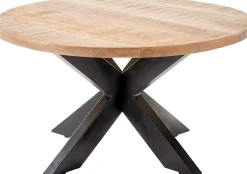 Couchtisch Ace - Ø80x45cm - Metall/Mangoholz