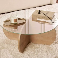 Couchtisch Aeris - 100% TEMPERED GLASS - Saphireiche - 35 x 75 x 75 cm
