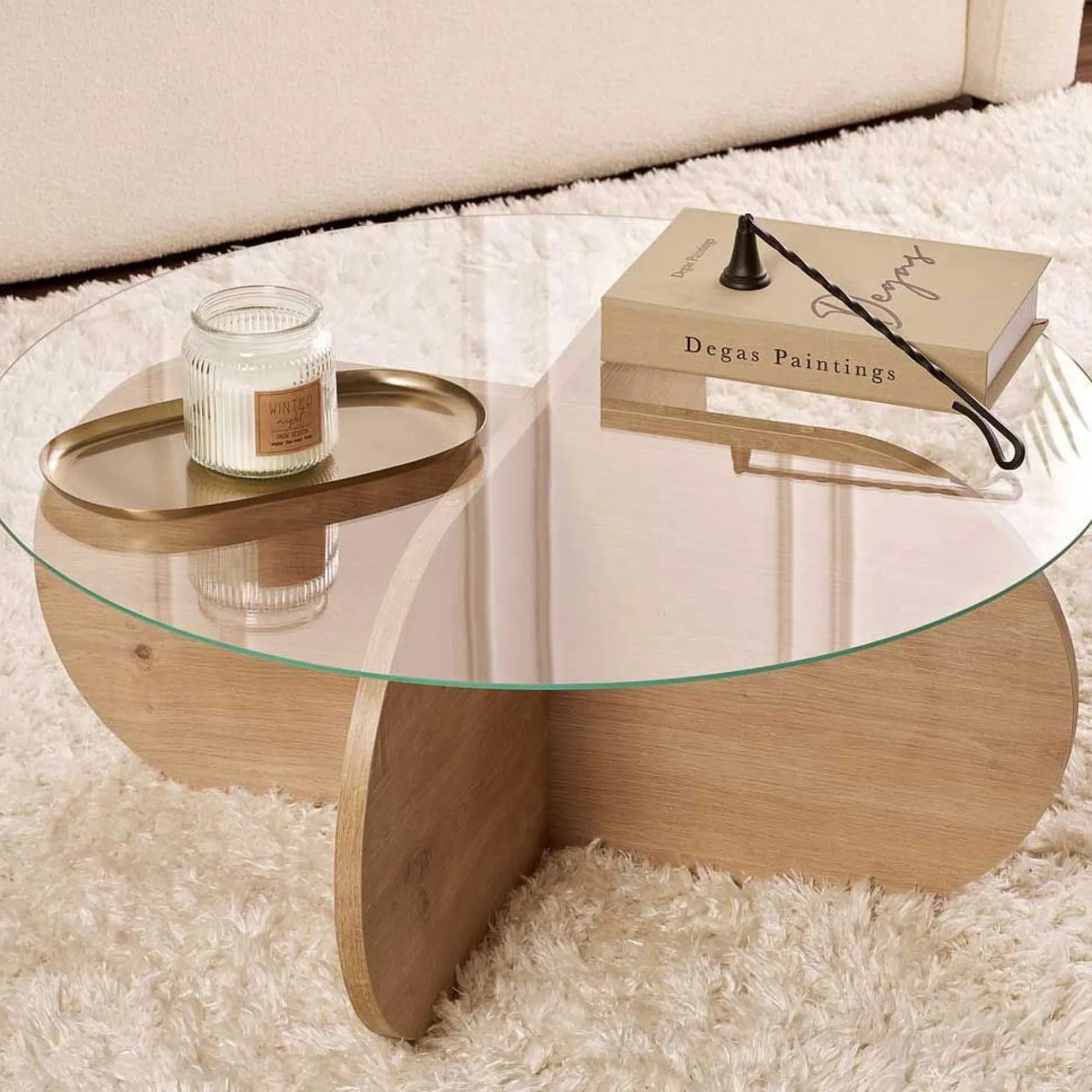 Couchtisch Aeris - 100% TEMPERED GLASS - Saphireiche - 35 x 75 x 75 cm