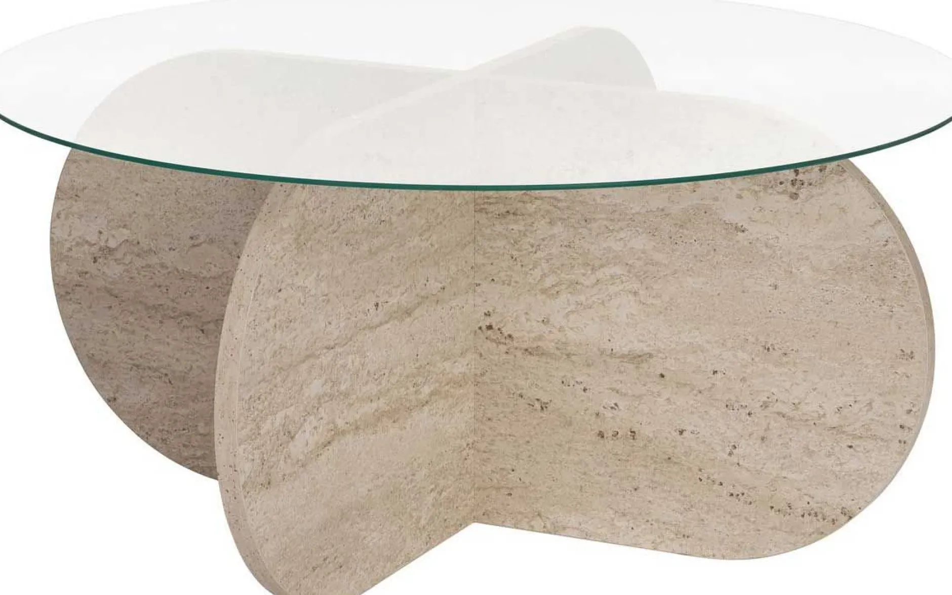 Couchtisch Aeris - 100% TEMPERED GLASS - Travertin - 35 x 75 x 75 cm