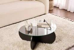 Couchtisch Aeris - 100% TEMPERED GLASS - Holzschwarz - 35 x 75 x 75 cm