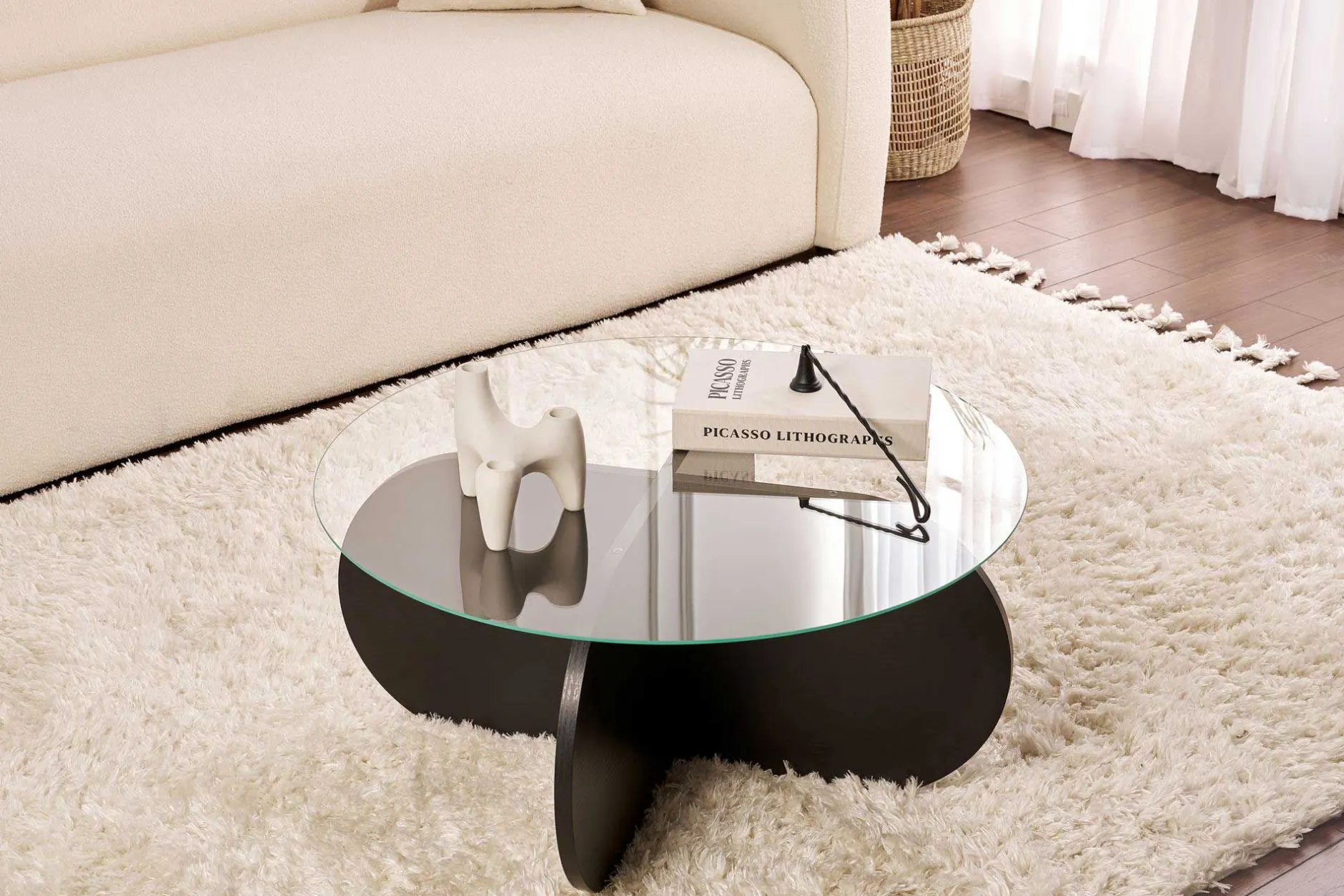 Couchtisch Aeris - 100% TEMPERED GLASS - Holzschwarz - 35 x 75 x 75 cm