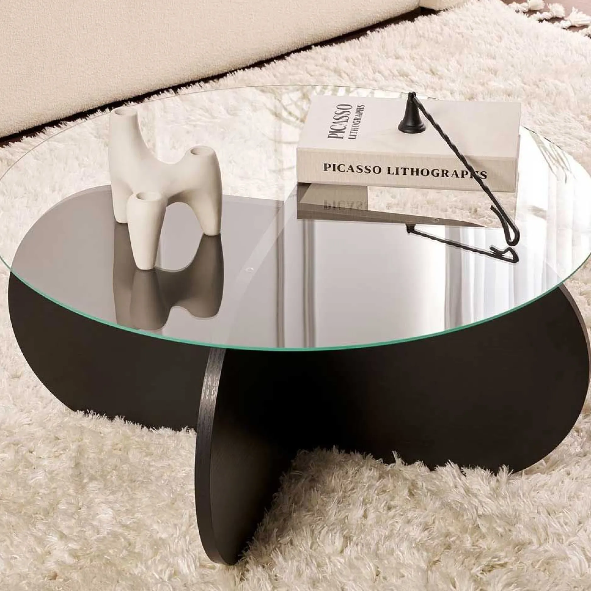 Couchtisch Aeris - 100% TEMPERED GLASS - Holzschwarz - 35 x 75 x 75 cm