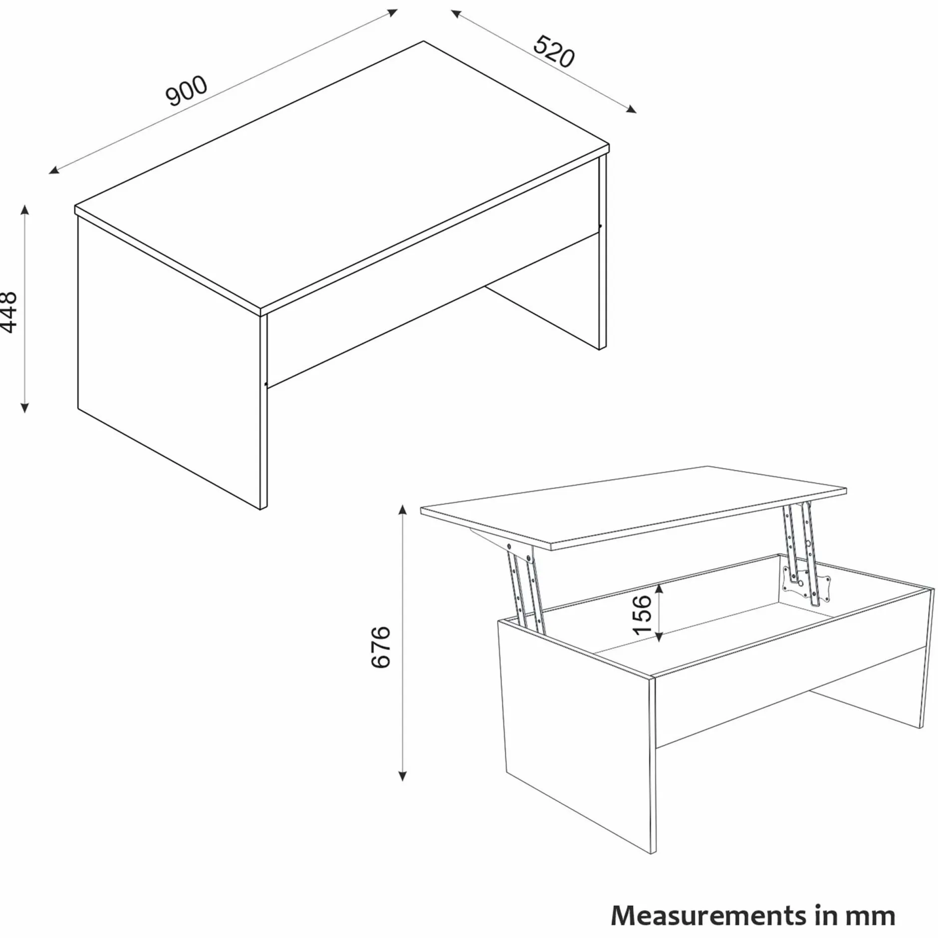 Couchtisch Akilli - 90x52x45cm - mit Ablage - Travertin