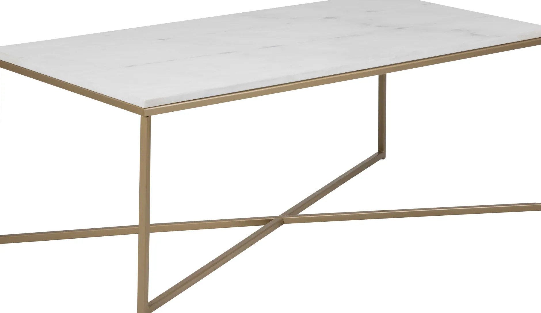Couchtisch Alisma 120x60cm - weißer Marmor/Gold