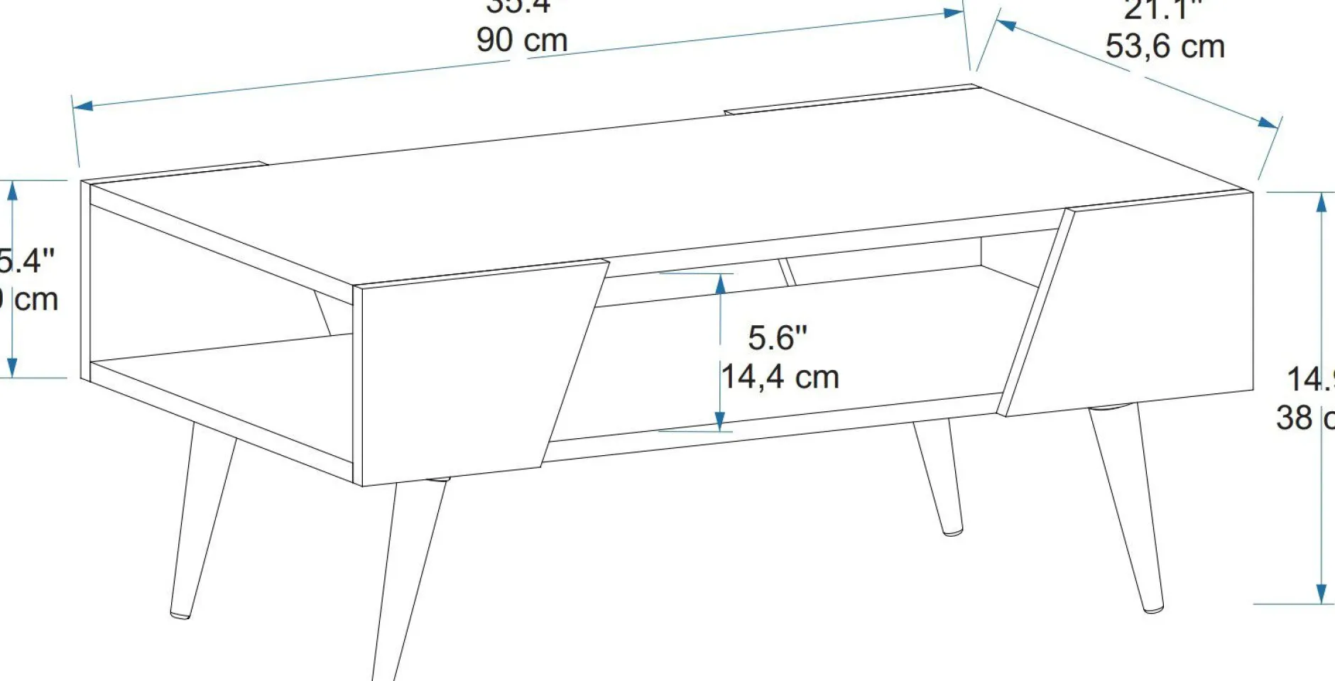Couchtisch Aren - 100% MELAMINE - Beige - 90 x 38 x 53,6 cm