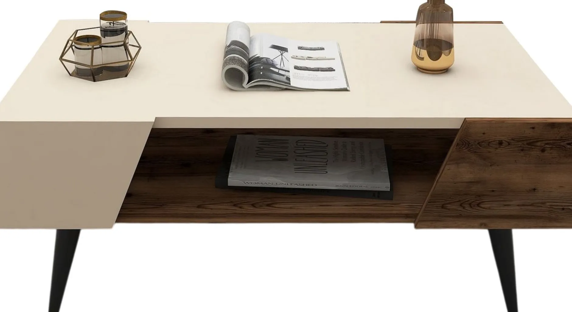 Couchtisch Aren - 100% MELAMINE - Beige - 90 x 38 x 53,6 cm