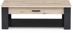 Couchtisch Aubrey - 120x64x41cm - mit Schublade - Eiche Dekor/schwarz