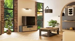 Couchtisch Aubrey - 120x64x41cm - mit Schublade - Eiche Dekor/schwarz