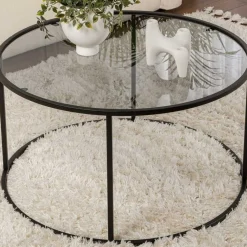 Couchtisch Aurum - 100% TEMPERED GLASS - Schwarz - 43 x 80 x 80 cm