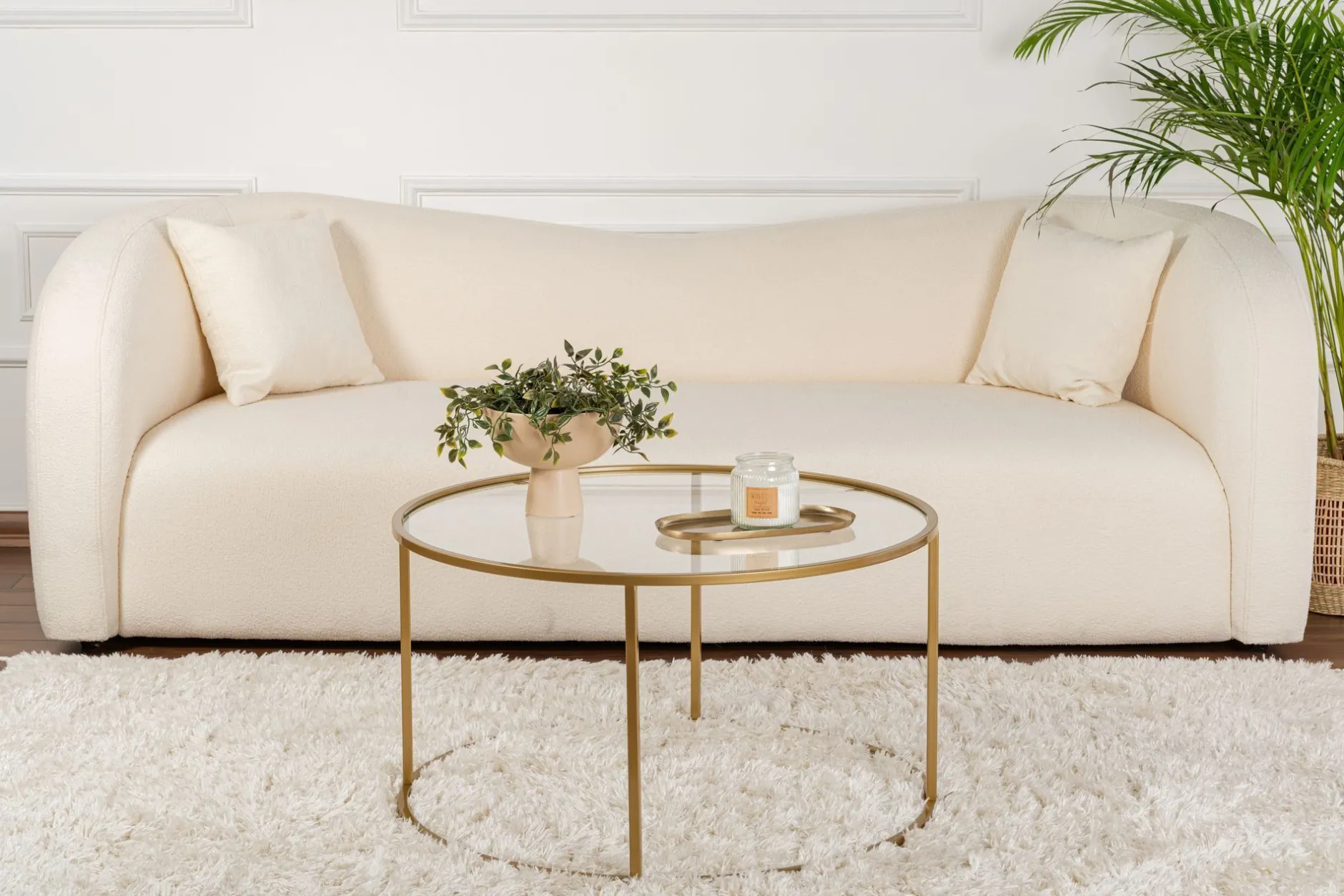 Couchtisch Aurum - 100% TEMPERED GLASS - Gold - 43 x 80 x 80 cm