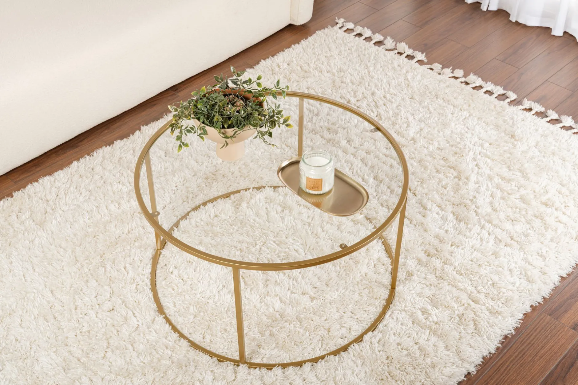 Couchtisch Aurum - 100% TEMPERED GLASS - Gold - 43 x 80 x 80 cm
