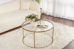 Couchtisch Aurum - 100% TEMPERED GLASS - Gold - 43 x 80 x 80 cm