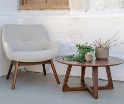 Couchtisch aus braunem Nussbaumfurnier Ø75x36 cm