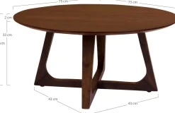 Couchtisch aus braunem Nussbaumfurnier Ø75x36 cm
