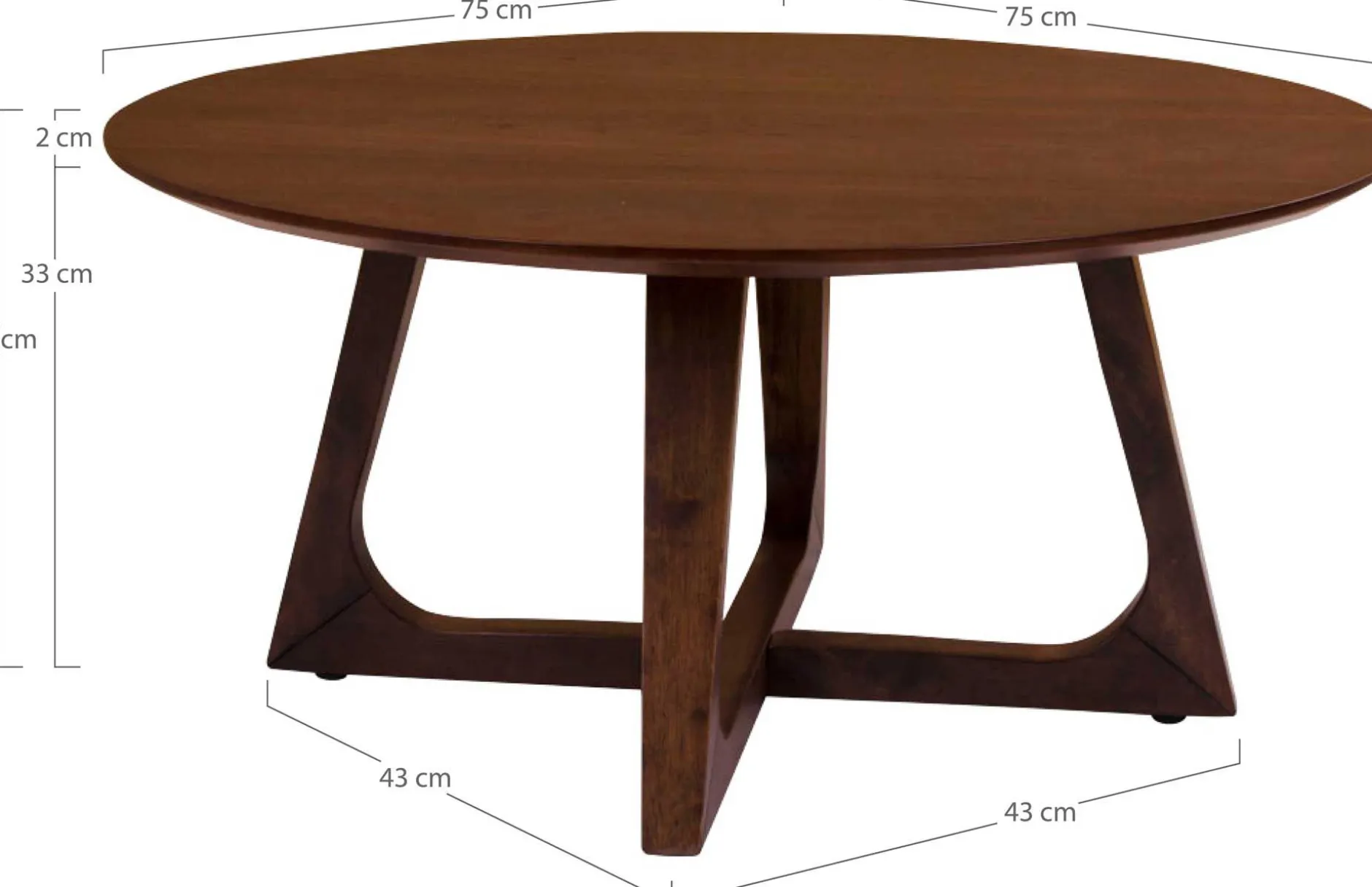 Couchtisch aus braunem Nussbaumfurnier Ø75x36 cm