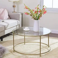 Couchtisch aus Glas mit goldenem Stahlrahmen: Stilvoll und langlebig