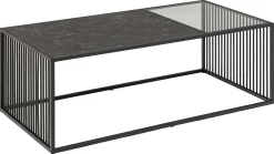 Couchtisch aus Marmor und Glas, Drahtgestell, 120x60cm
