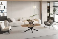 Couchtisch Aziz - 130x70x42,5cm - Dänisches Oval - Mangoholz/Schwarz