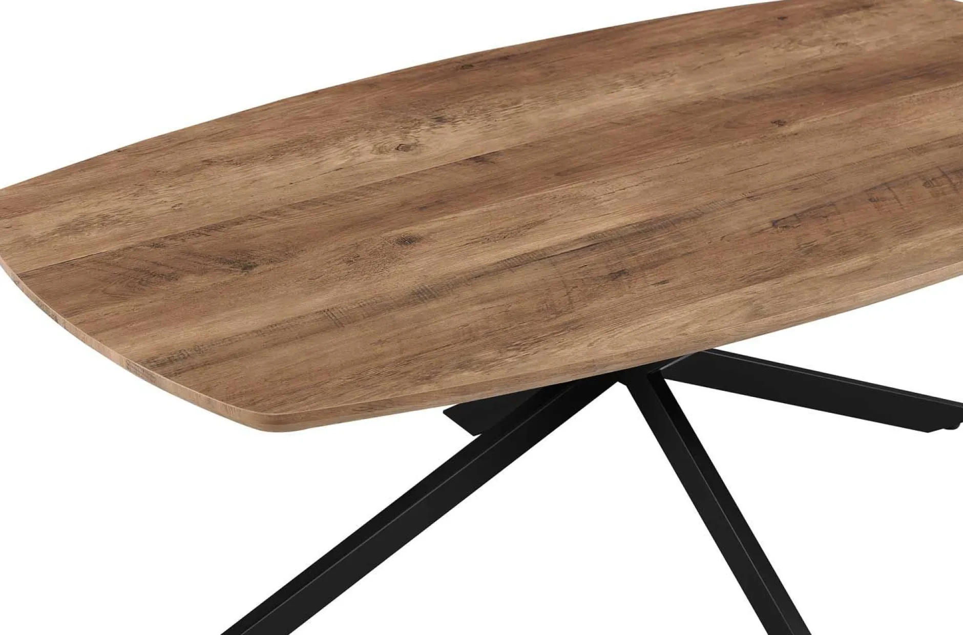 Couchtisch Aziz - 130x70x42,5cm - Dänisches Oval - Mangoholz/Schwarz